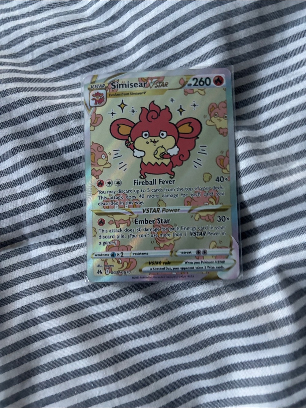 Pokemon Simisear VSTAR Yellow Red Holographic Card